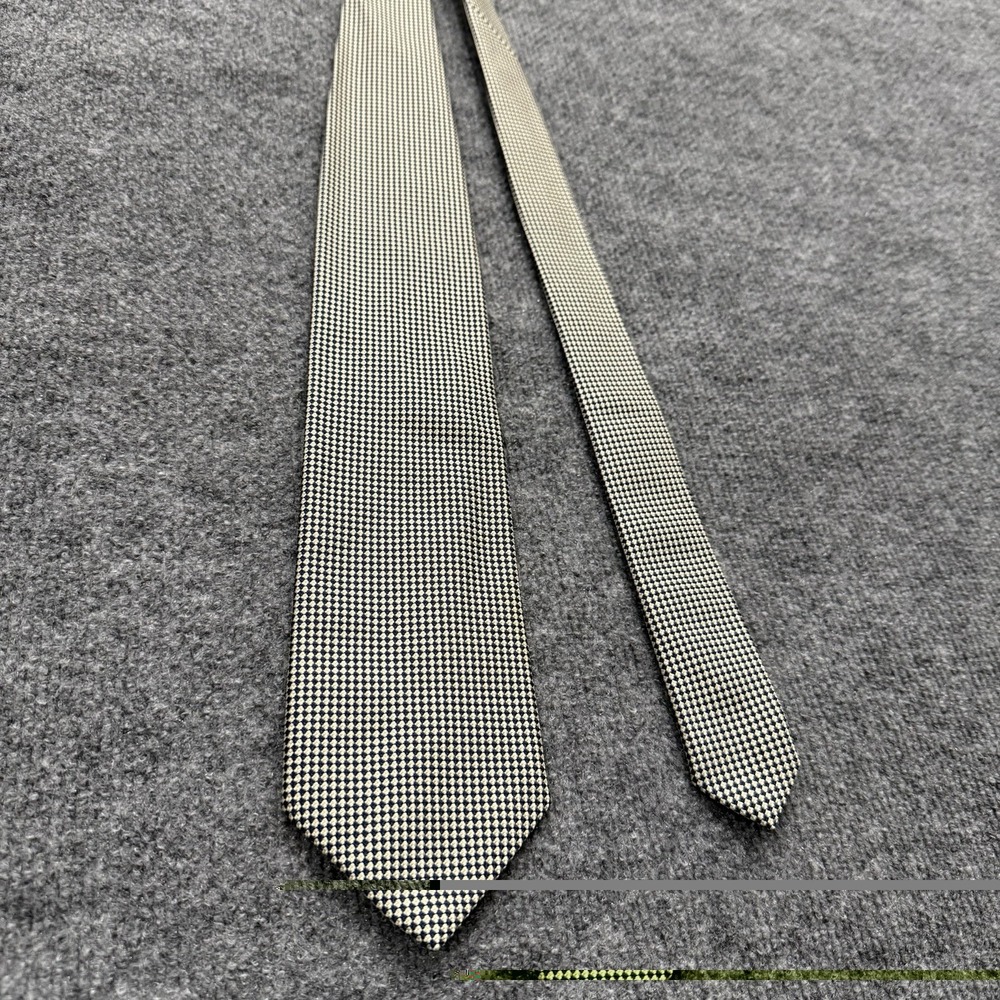 NICKY Milano 100% Silk Tie ITALY Gray Black Geometric 3.5" Pre-own Excellent